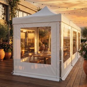 Cortina de lona com visor